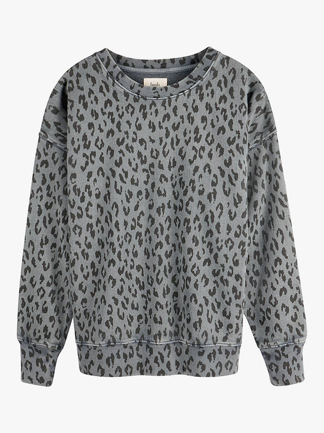 hush Loren Washed Leopard Print Sweatshirt, Grey