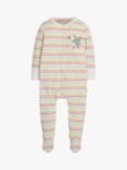 Frugi Baby Organic Cotton Stripe Puffin Lovely Sleepsuit, Multi