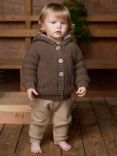 The Little Tailor Plushed Lined Baby Cotton Pom Pom Coat, Brown