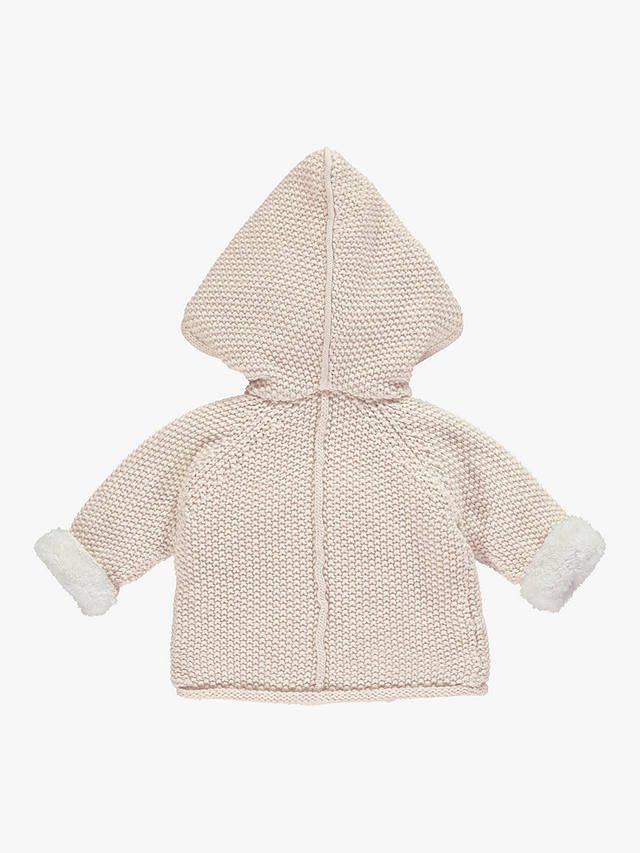 The Little Tailor Baby Plush Lined Knitted Pram Jacket, Pink