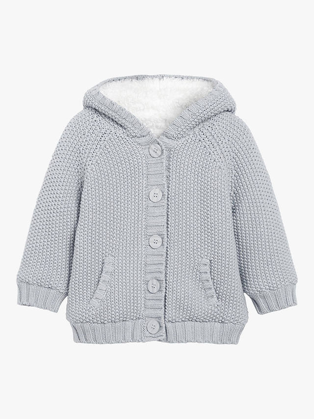 The Little Tailor Plushed Lined Baby Cotton Pom Pom Coat, Grey