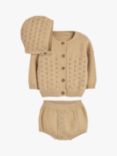 The Little Tailor Baby Three Piece Cardigan, Bloomer & Bonnet Set