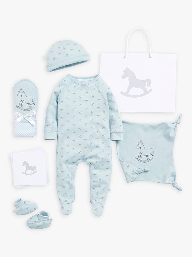 The Little Tailor Baby Super Soft Jersey Sleepsuit, Hat, Blanket, Comforter And Booties Set, Blue