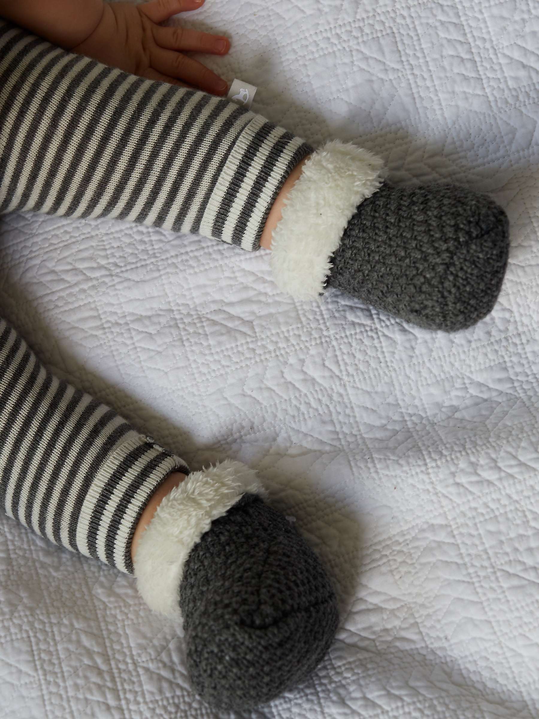 Buy The Little Tailor Baby Knitted Booties, Charcoal Grey Online at johnlewis.com