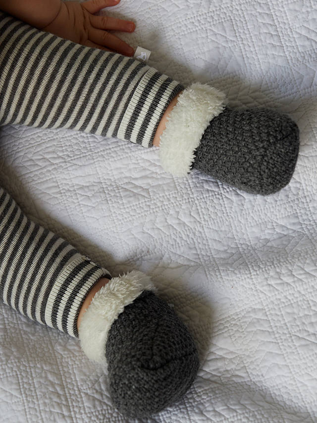 The Little Tailor Baby Knitted Booties, Charcoal Grey