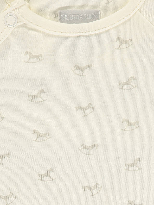 The Little Tailor Baby Cotton Rocking Horse Sleepsuit, Cream