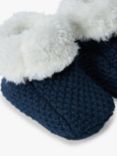 The Little Tailor Baby Plush Knit Booties, Navy Blue