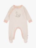 The Little Tailor Baby Rocking Horse Stripe Sleepsuit, Pink