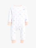 The Little Tailor Baby Rocking Horse Print Cotton Jersey Slim Fit Onesie, Pink/White