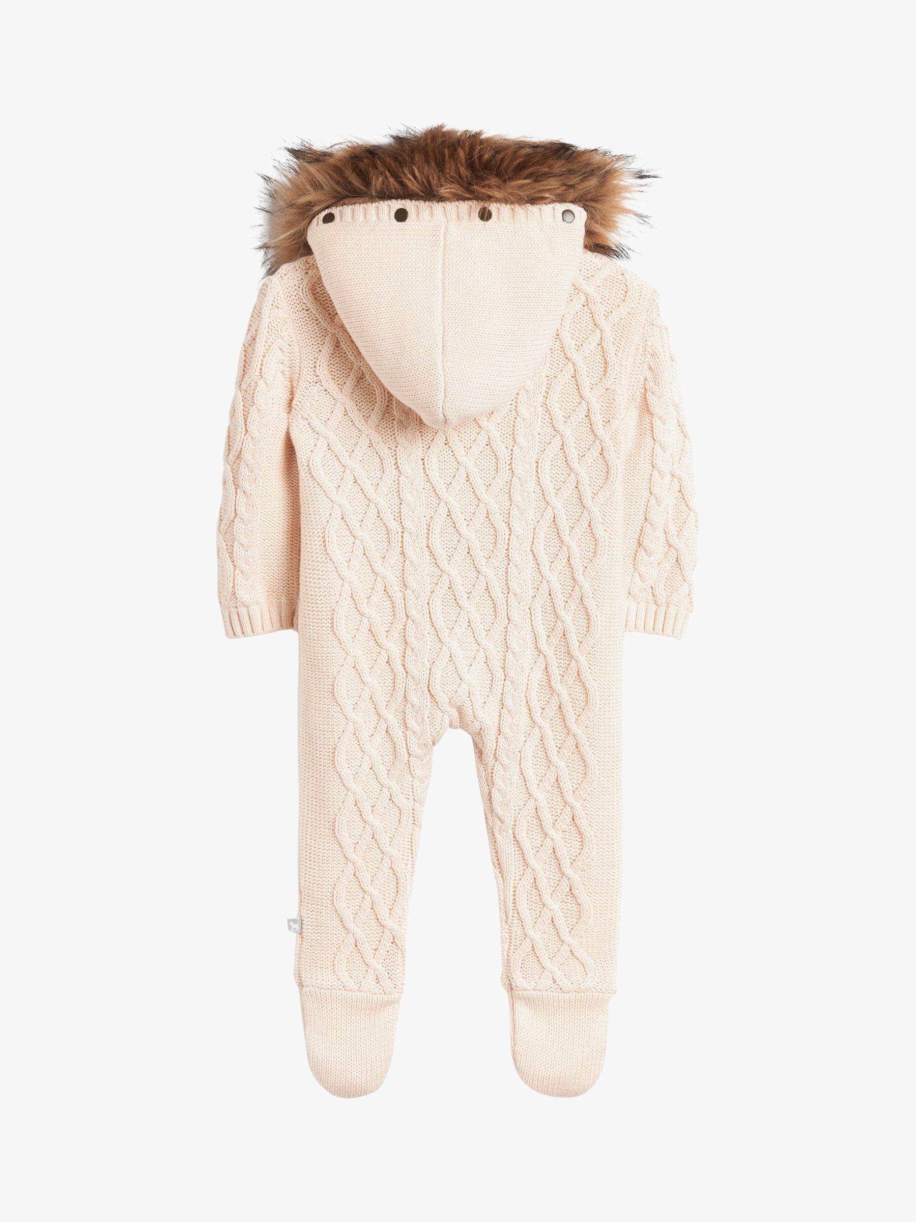 Buy The Little Tailor Kids' Knitted Faux Fur Hood Romper Online at johnlewis.com