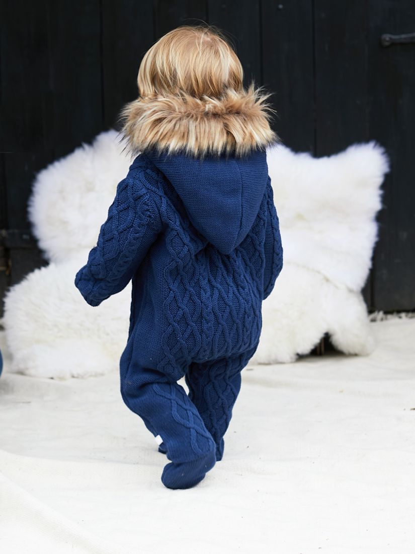 Buy The Little Tailor Kids' Knitted Faux Fur Hood Romper Online at johnlewis.com