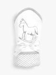 The Little Tailor Horse Cotton Baby Blanket, White