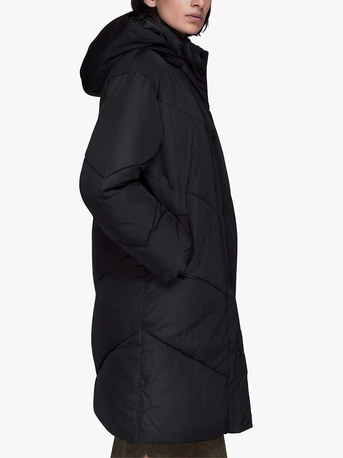 Buy Whistles Tessa Hooded Longline Coat, Black Online at johnlewis.com