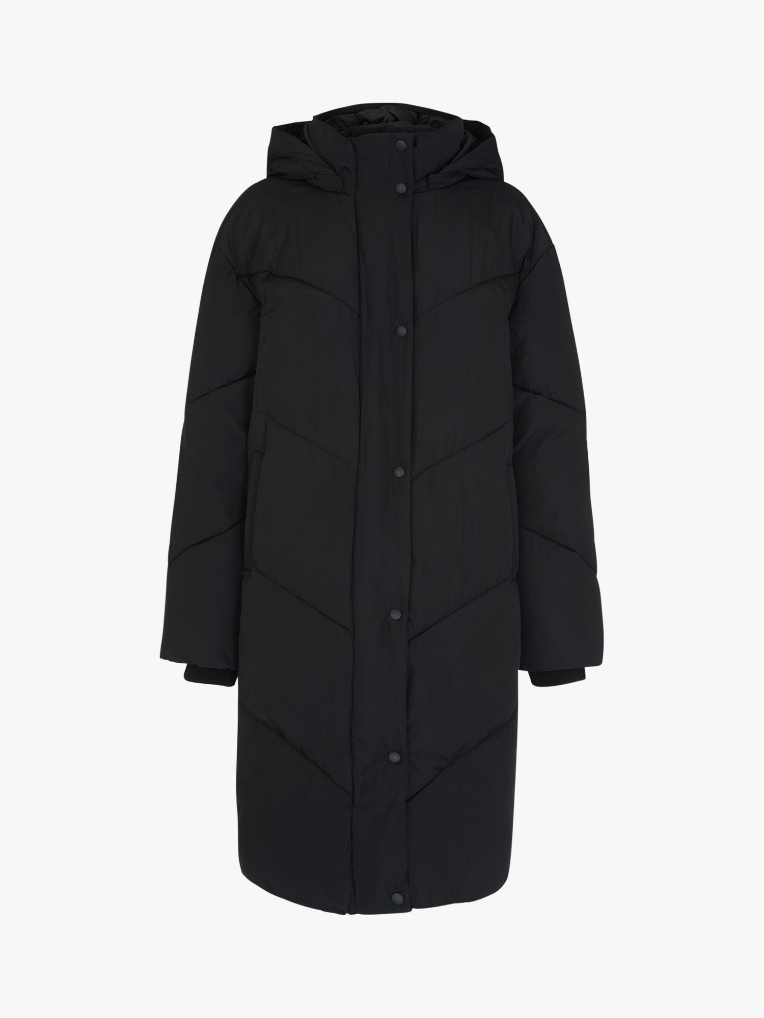 Whistles Tessa Hooded Longline Coat, Black at John Lewis & Partners