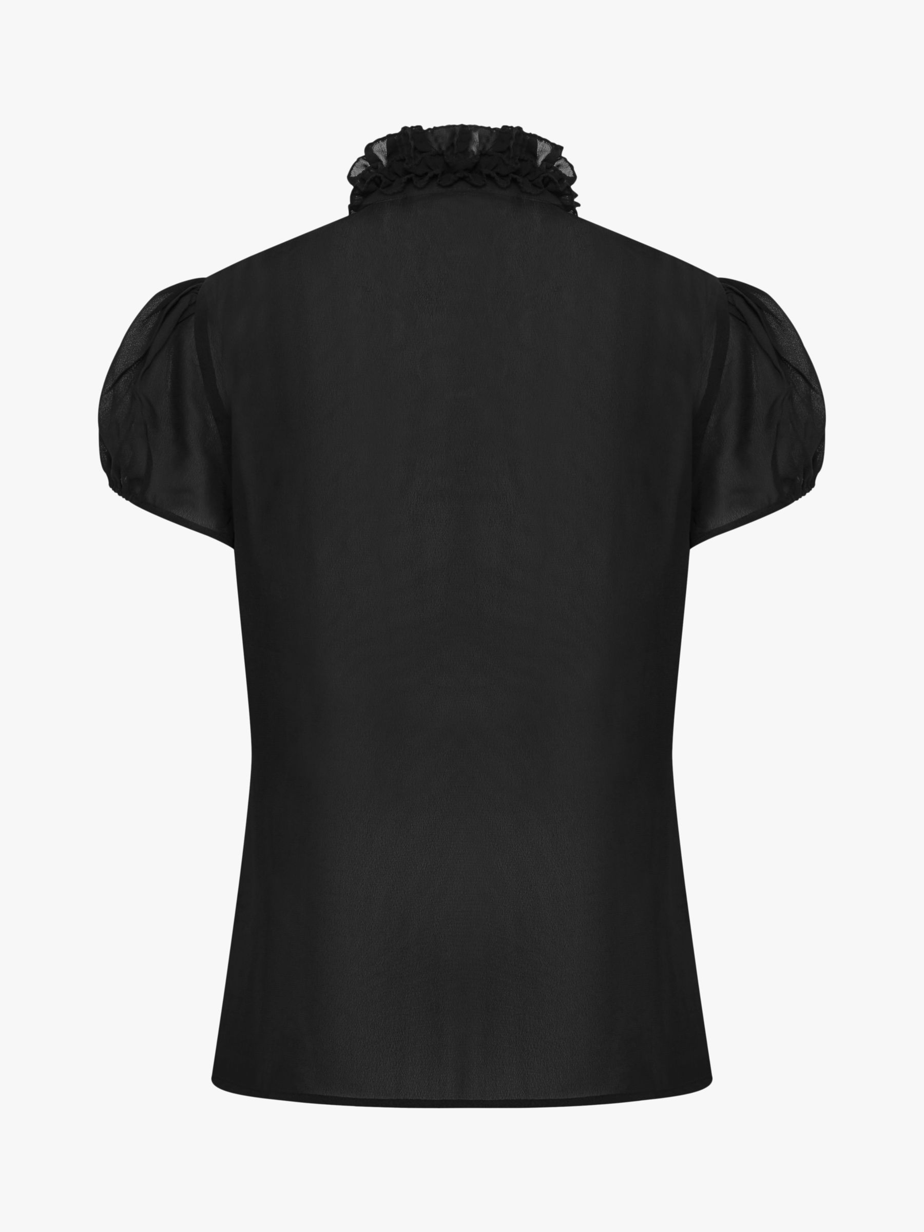 Saint Tropez Lilly Short Sleeve Ruffle Neck Blouse, Black at John Lewis &  Partners