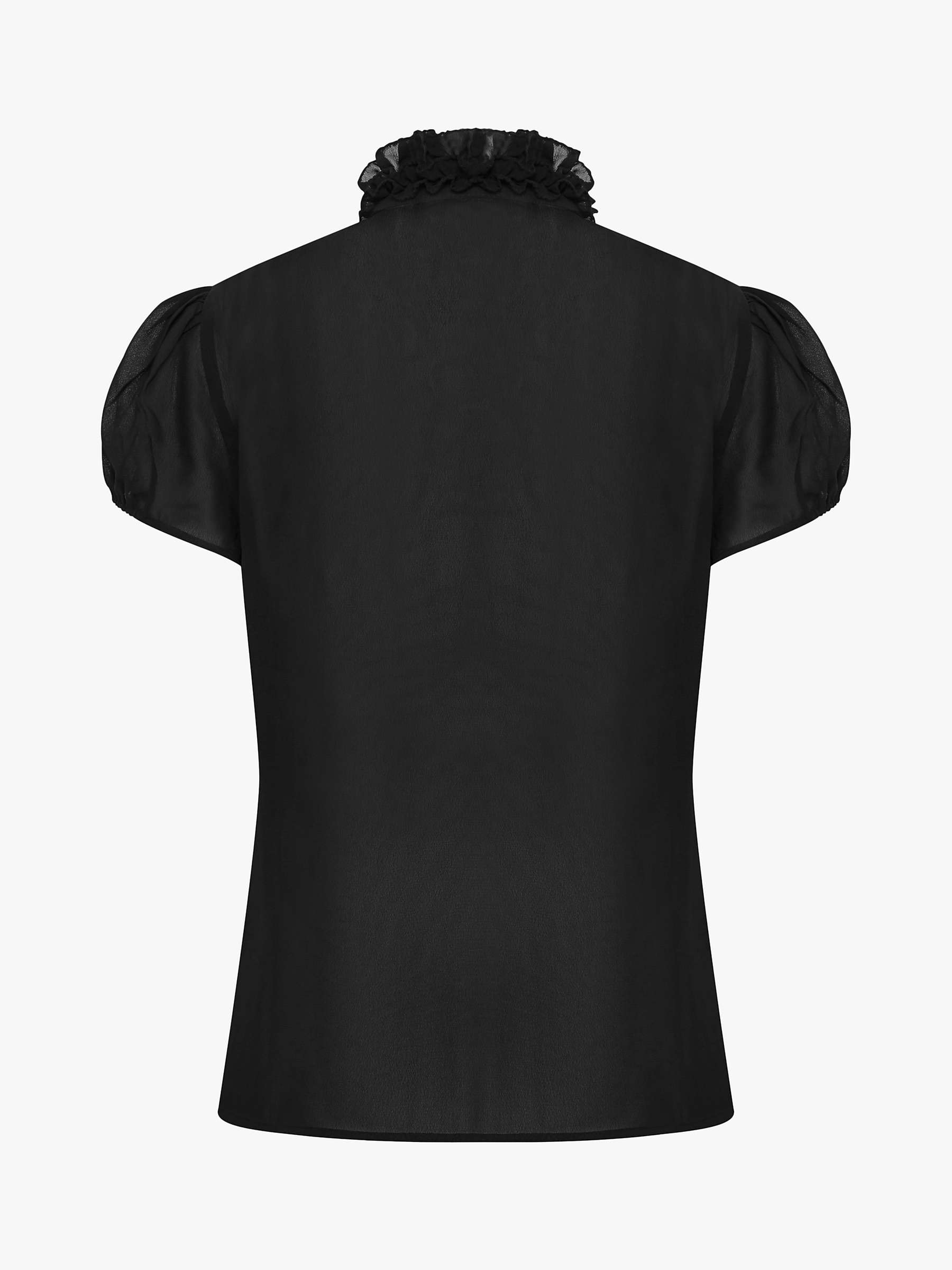 Buy Saint Tropez Lilly Short Sleeve Ruffle Neck Blouse, Black Online at johnlewis.com