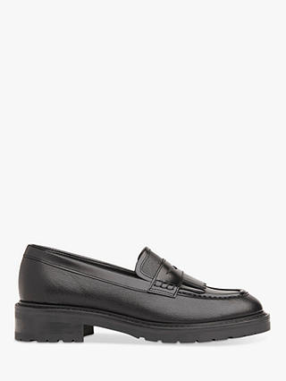 Whistles Camber Chunky Leather Loafers, Black