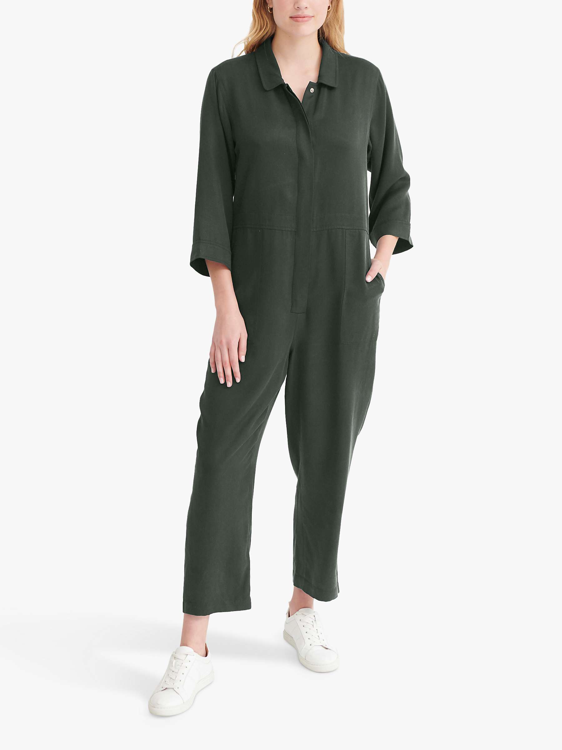 Buy NRBY Pip Lyocell Twill Button Jumpsuit, Khaki Online at johnlewis.com