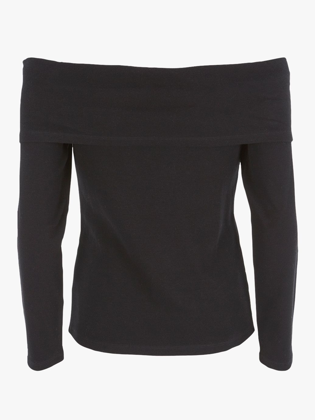 Mint Velvet Ribbed Bardot Top, Black at John Lewis & Partners