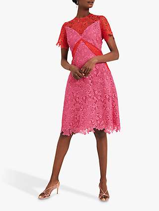 Damsel in a Dress Adona Lace Dress, Pink/Orange