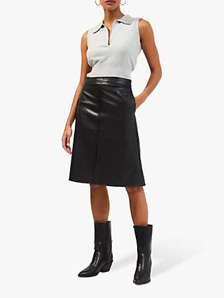 French Connection Faux Leather A-Line Skirt, Black