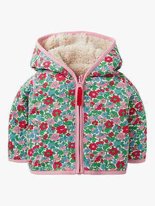 Mini Boden Baby Floral Reversible Fleece Jacket, Multi