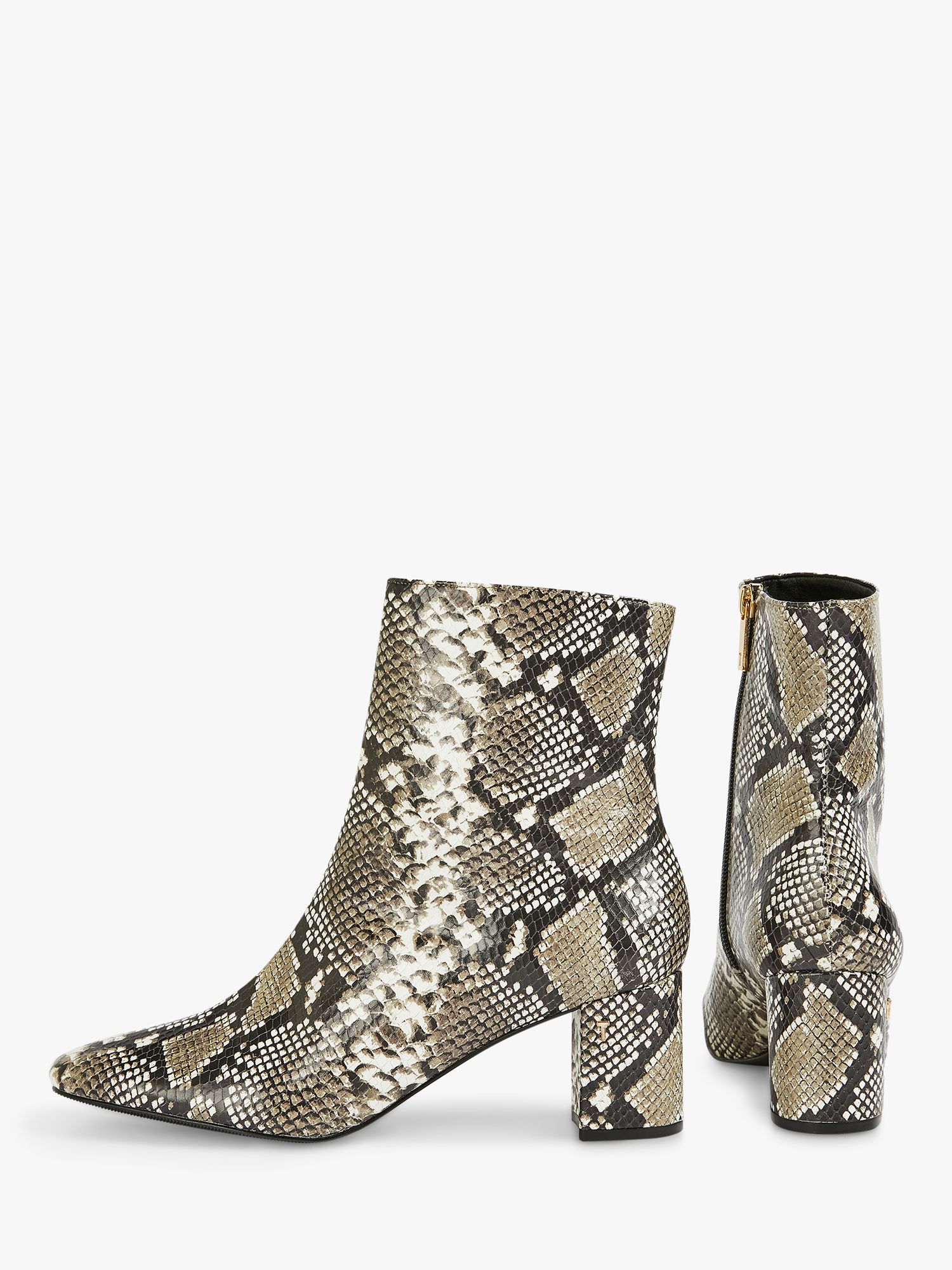 Ted Baker Neomy Snake Print Ankle Boots, Natural