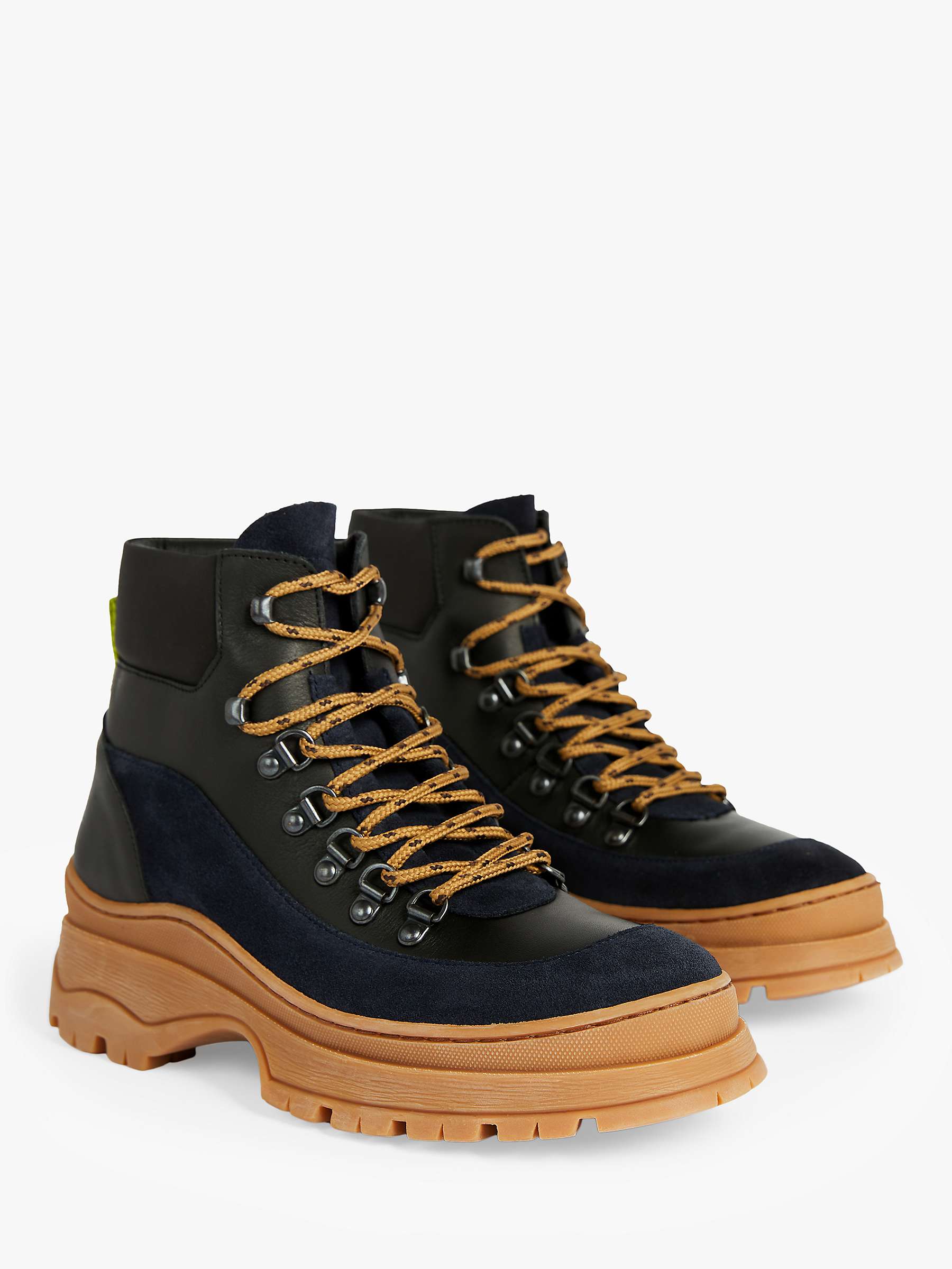Ted Baker Allicia Leather Suede Hiker Boots, Black at John Lewis & Partners