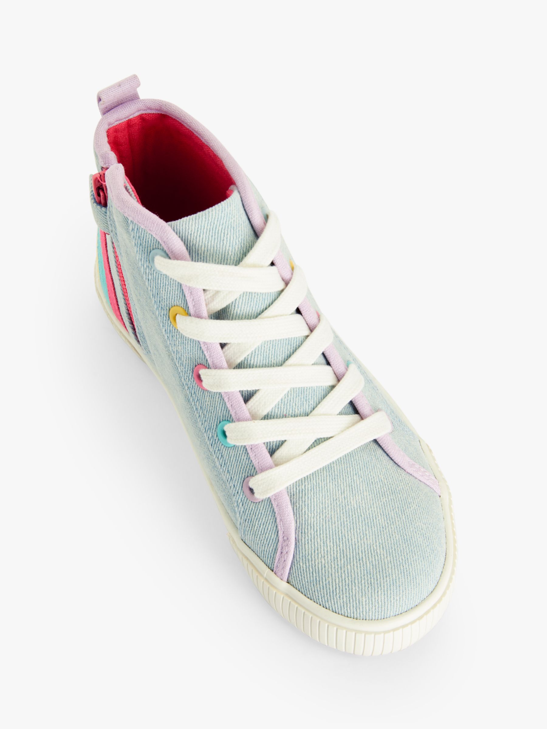 John Lewis Kids' Rainbow Denim High Top Trainers, Blue at John Lewis