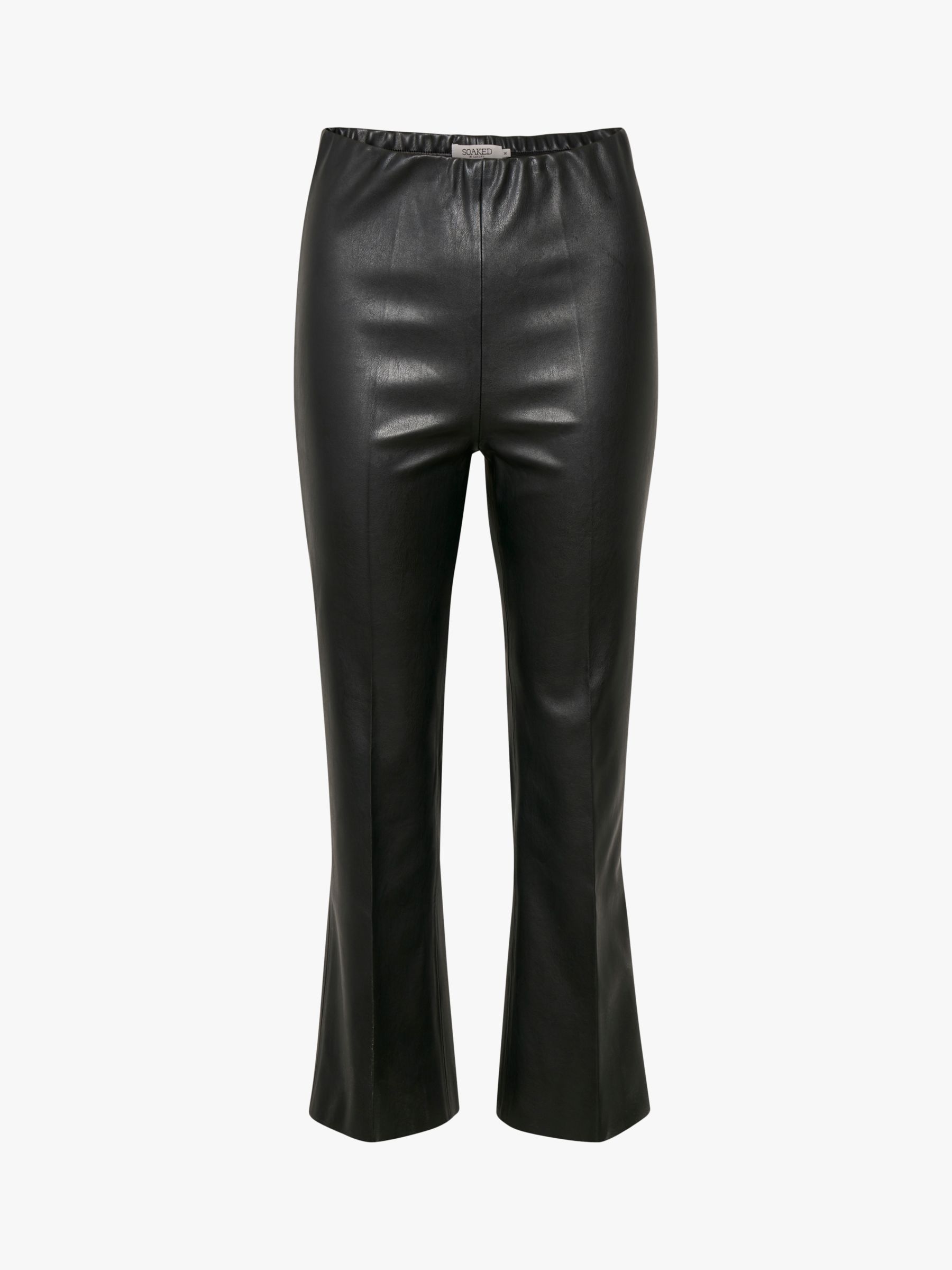 Soaked In Luxury Kaylee Faux Leather Kick Flare Trousers, Black at John ...