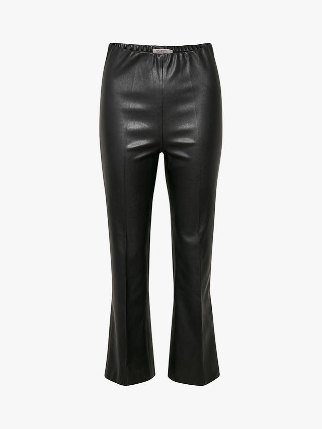 Soaked In Luxury Kaylee Faux Leather Kick Flare Trousers, Black