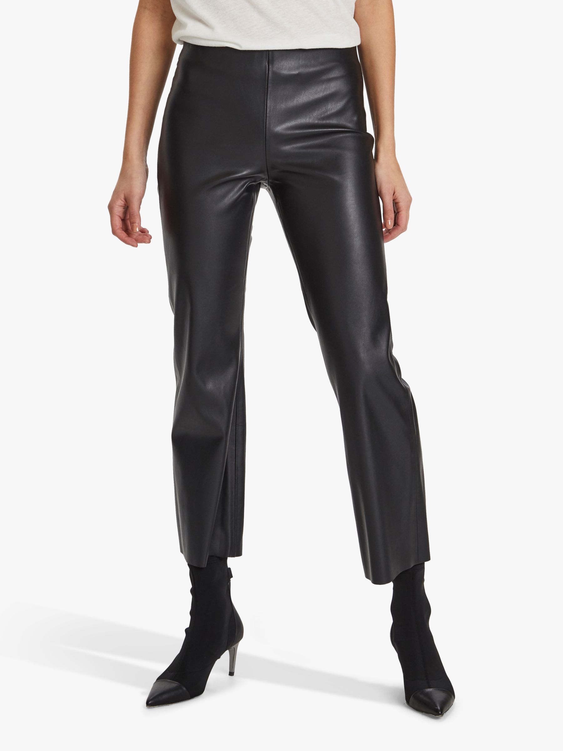 Soaked In Luxury Kaylee Faux Leather Kick Flare Trousers, Black, XS