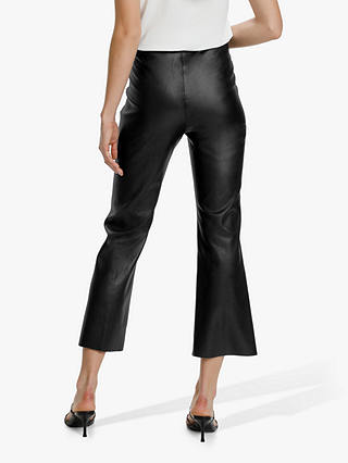 Soaked In Luxury Kaylee Faux Leather Kick Flare Trousers, Black