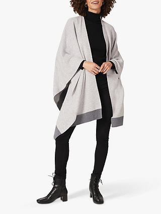 Hobbs Olive Wrap Front Cape, Pale Grey Marl