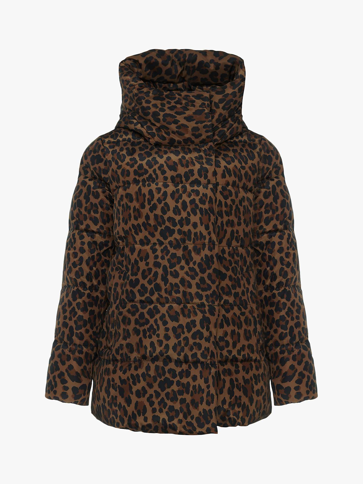 Hobbs Heather Leopard Print Puffer Jacket, Camel at John Lewis & Partners