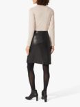Hobbs Annalise Leather A-Line Skirt, Black