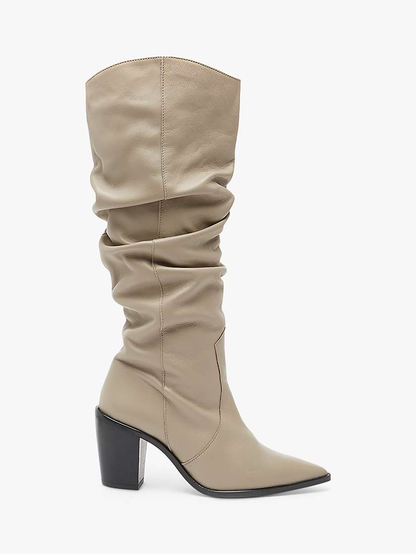 Buy Mint Velvet Blake Leather Slouchy Boots, Beige Online at johnlewis.com