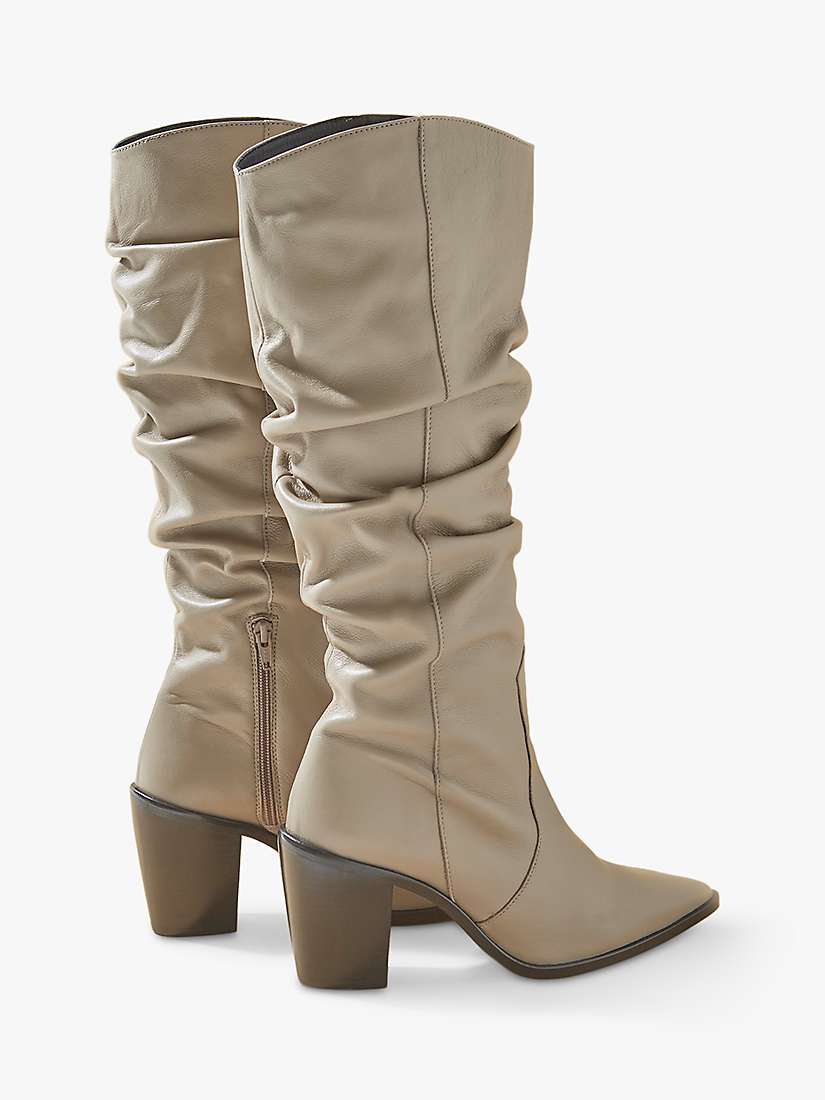Buy Mint Velvet Blake Leather Slouchy Boots, Beige Online at johnlewis.com