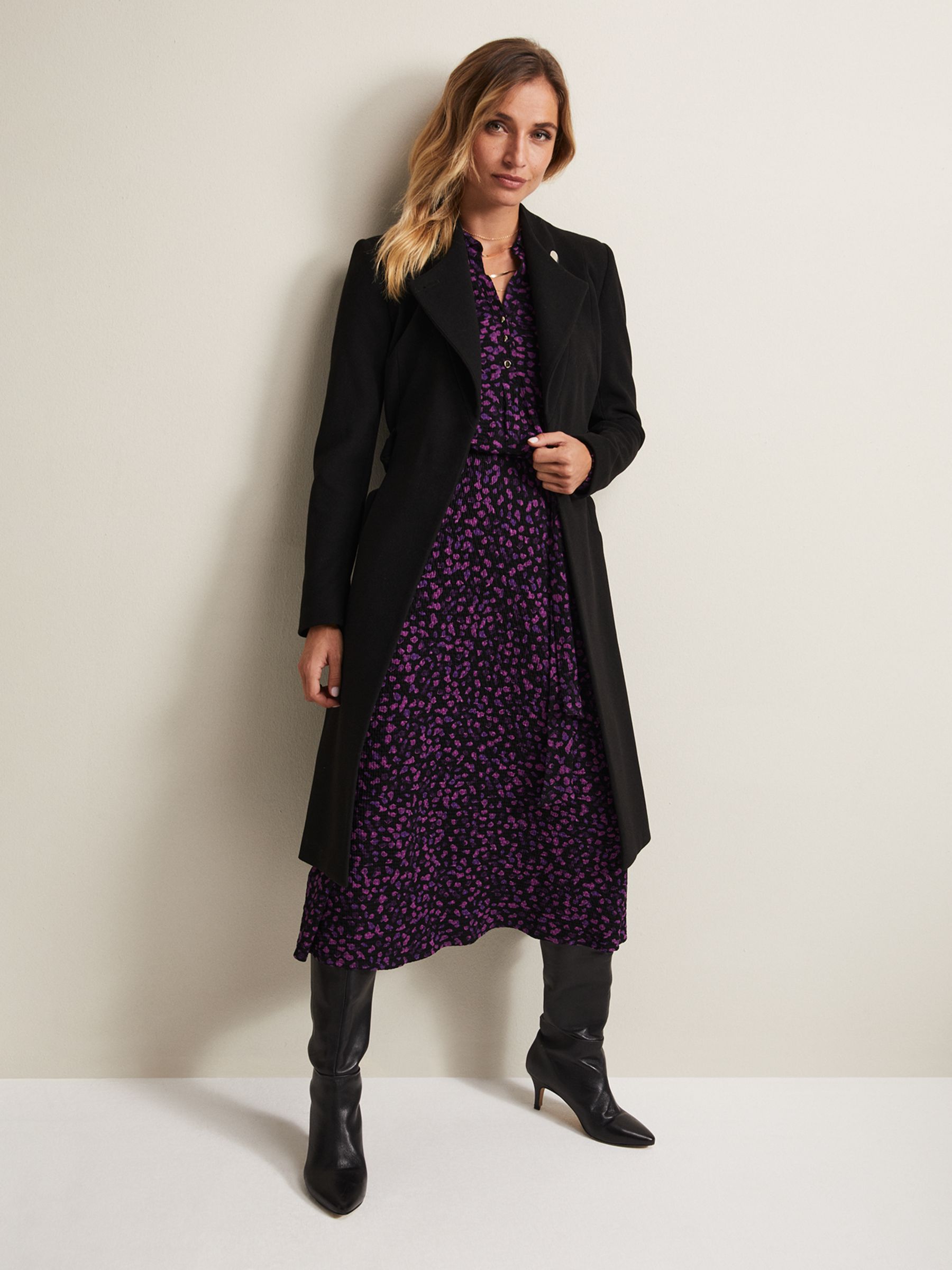 Phase Eight Susie Stand Up Collar Coat, Black at John Lewis & Partners