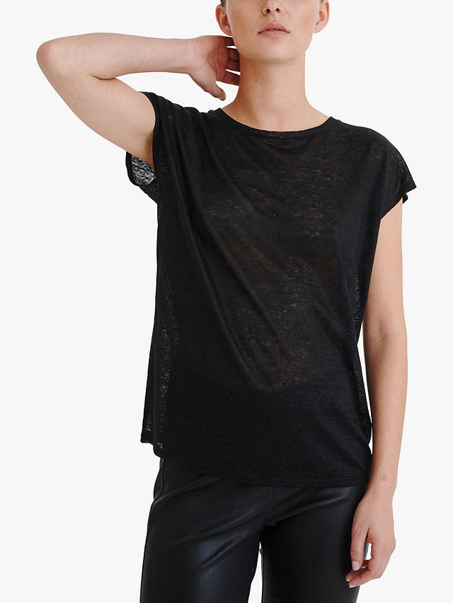 InWear Faylinn Linen T-Shirt, Black