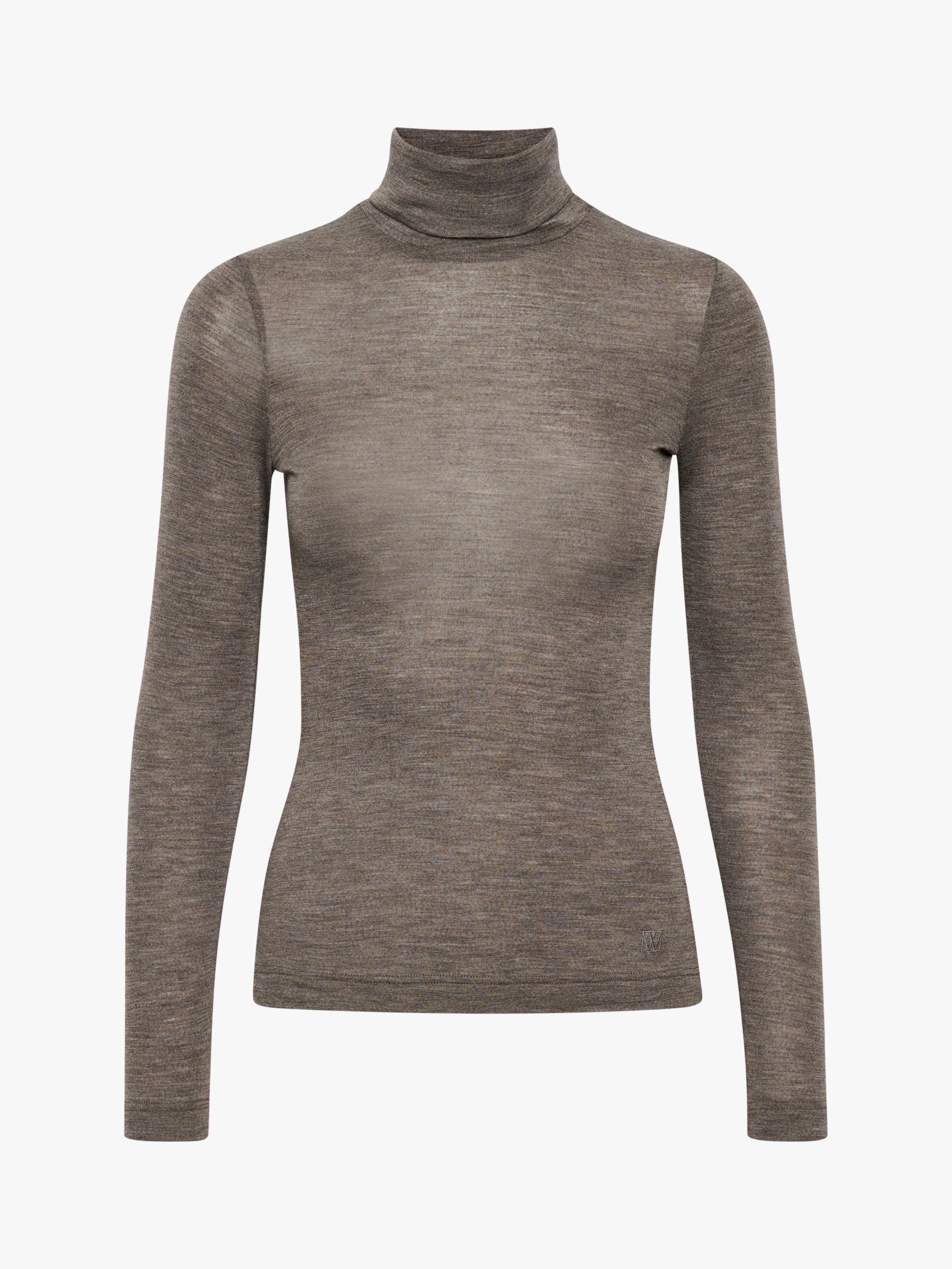 Buy In Wear Fang Roll Neck Wool Top, Brown Melange Online at johnlewis.com