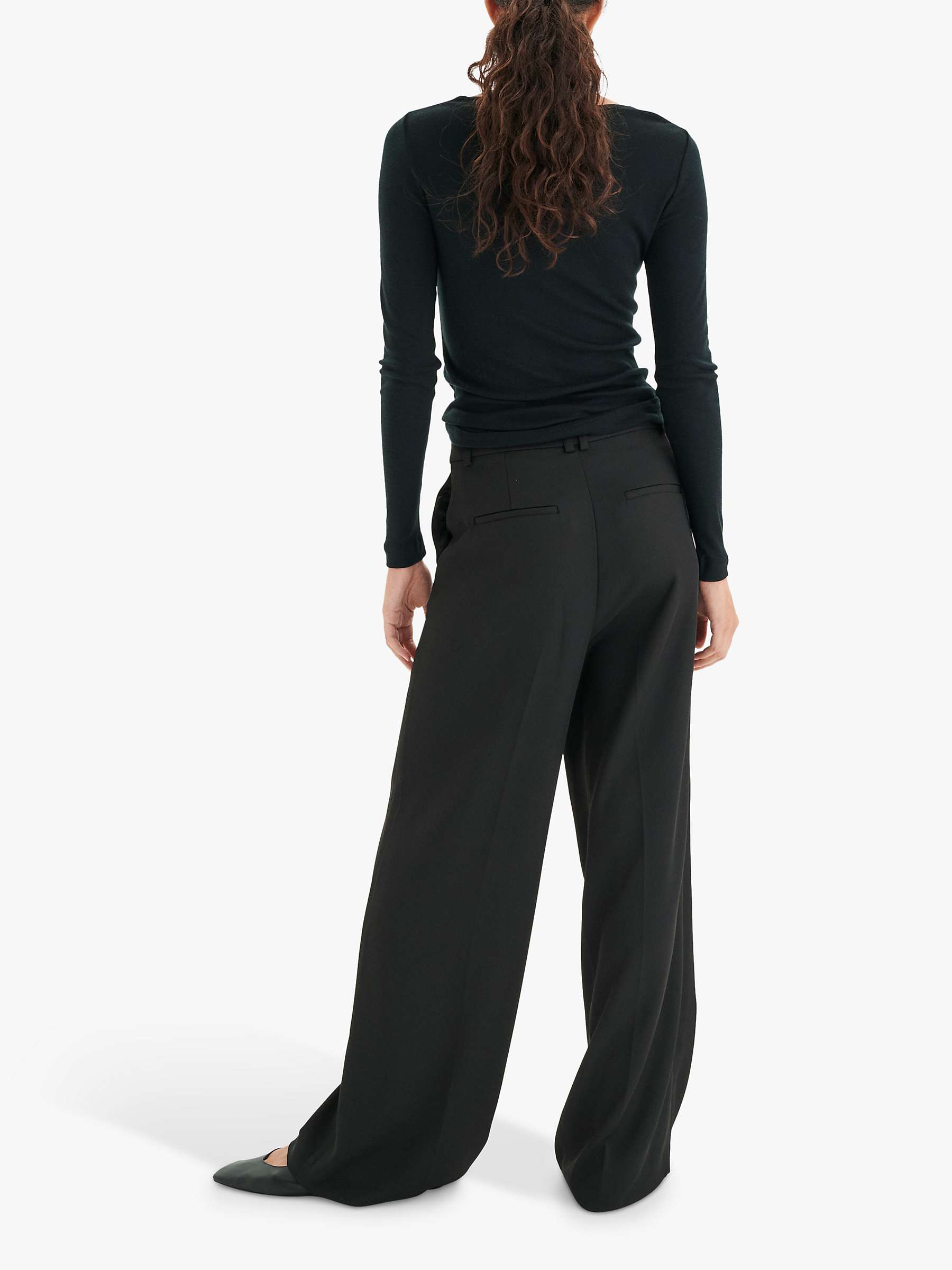 InWear Fang Long Sleeve Wool T-Shirt, Black at John Lewis & Partners