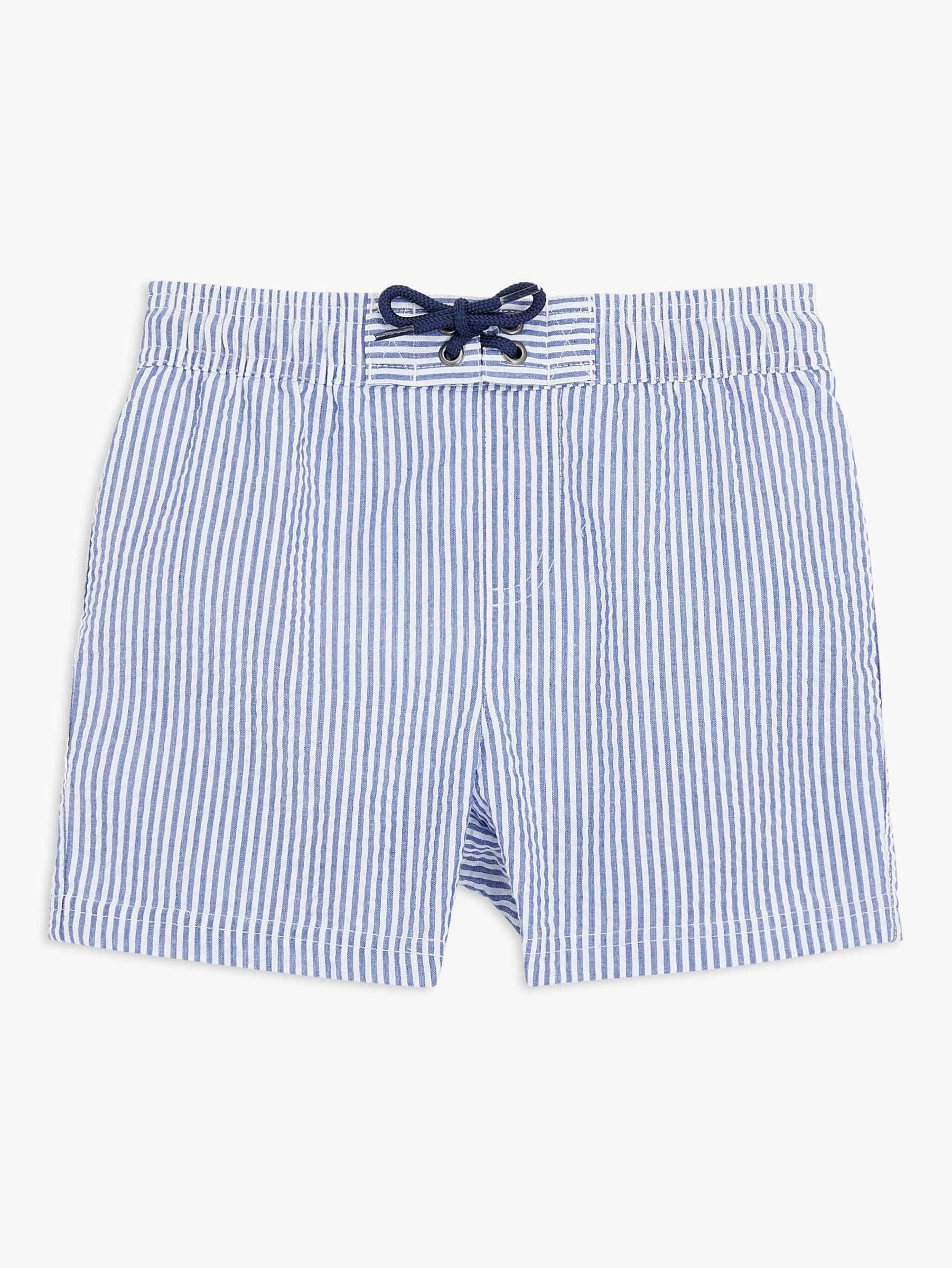 John Lewis Kids' Striped Seersucker Swim Shorts, Blue