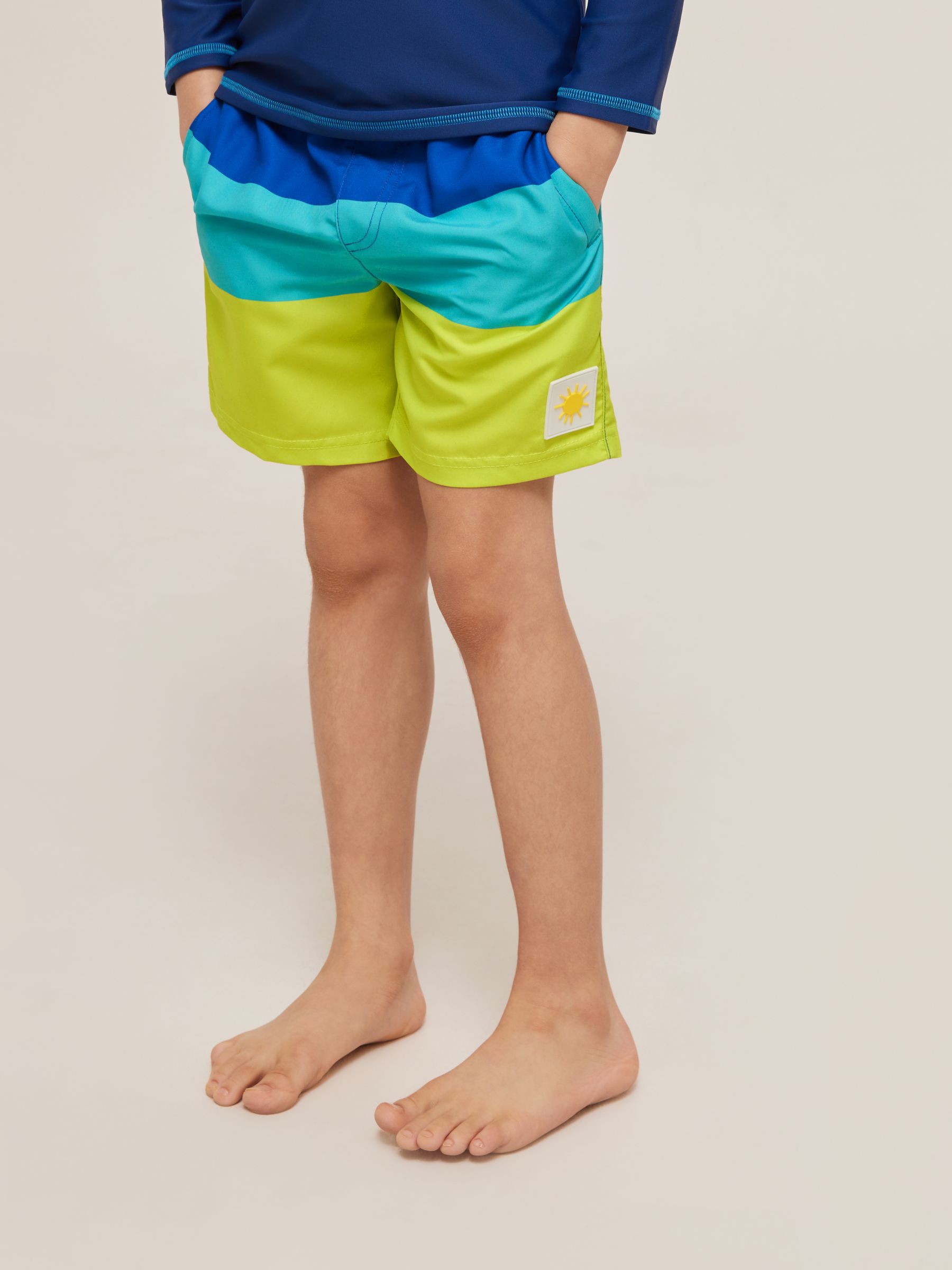 John Lewis John Lewis Boys Age 6 Let's Go Surf Print Blue Swimwear Top T-Shirt 
