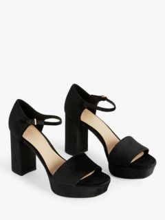 Ted Baker Auritaa Velvet Heeled Platform Sandals, Black, 3