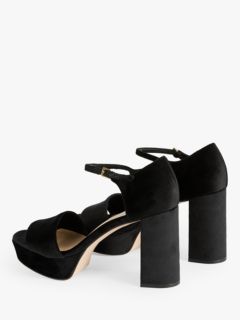 Ted Baker Auritaa Velvet Heeled Platform Sandals, Black, 3