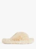 Ted Baker Lopply Faux Fur Crossover Slider Slippers, Natural
