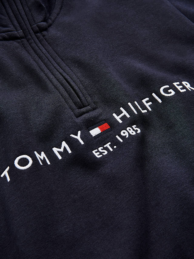 Tommy Hilfiger Tommy Logo Mock Neck Quarter Zip Jumper, Desert Sky