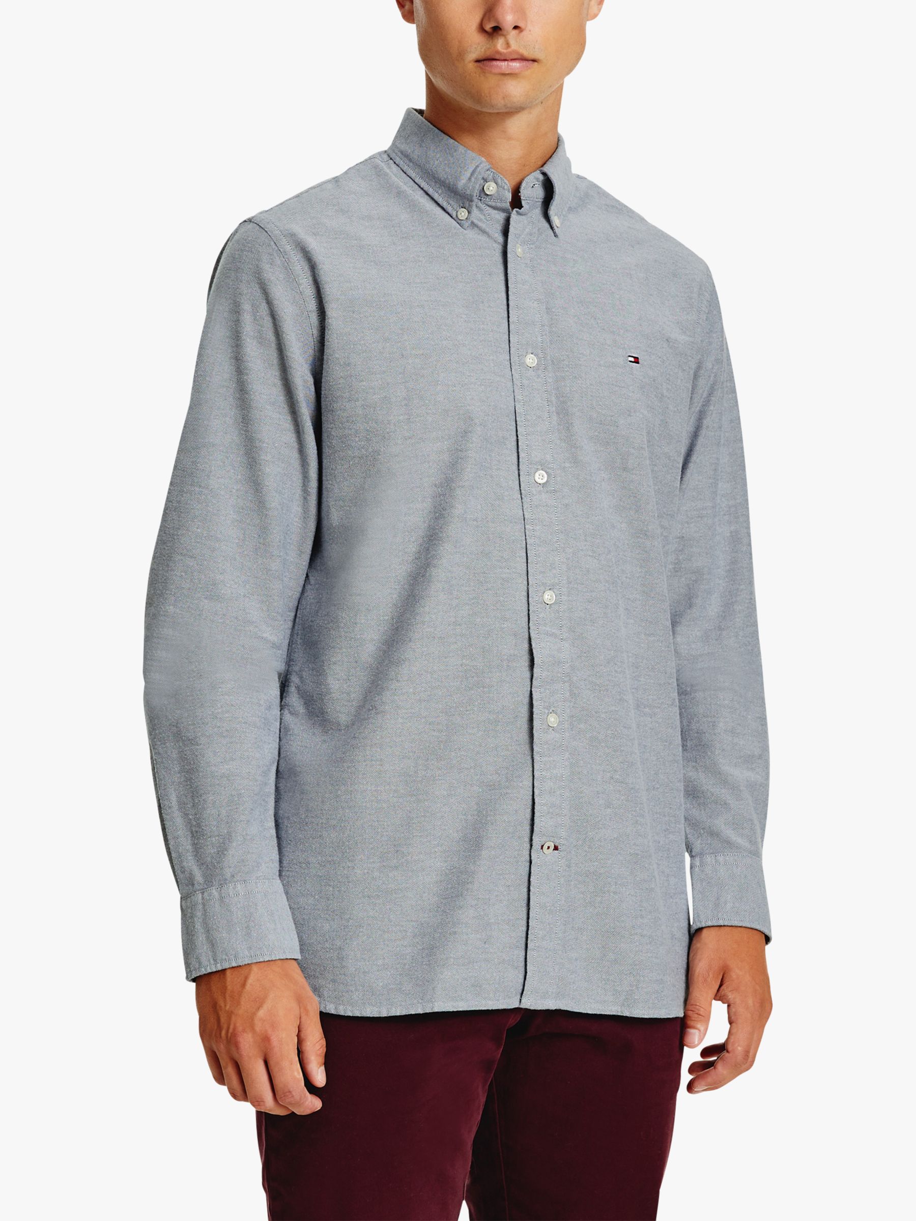 Tommy Hilfiger Regular Cotton Oxford Shirt, Carbon Navy Blue M male 98% organic cotton, 2% elastane