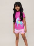John Lewis Kids' Unicorn Print Rash Vest & Shorts Set, Pink/Multi